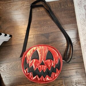 PUMPKIN Gleaming Red and Black Pumpkin Crossbody Bag
